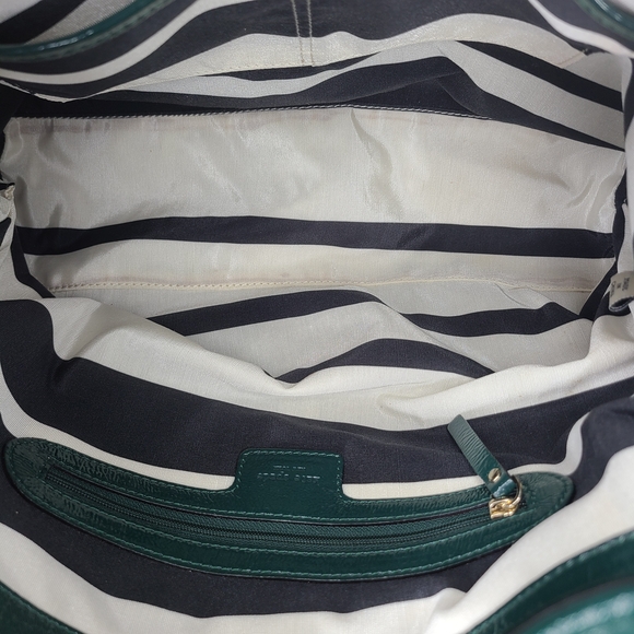 Kate Spade Glossy Green Patent Leather Hobo Shoulder Bag Silver Stud Accents - Picture 12 of 16